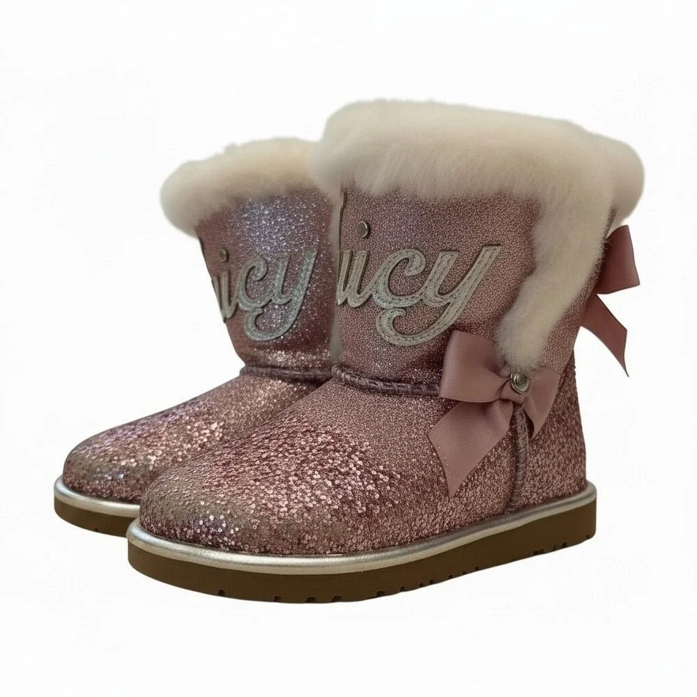 Juicy Couture Toddler Boots SZ 6M Style CB1350 Faux Fur McBling Barbiecore glam